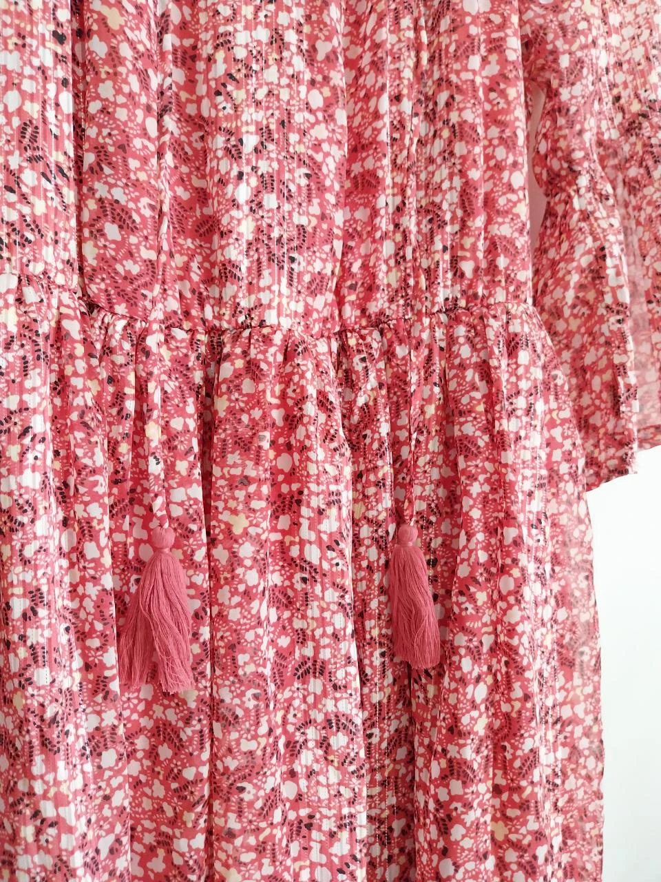 Old pink floral print dress with gold trim Yessica Size 38 – photo 6